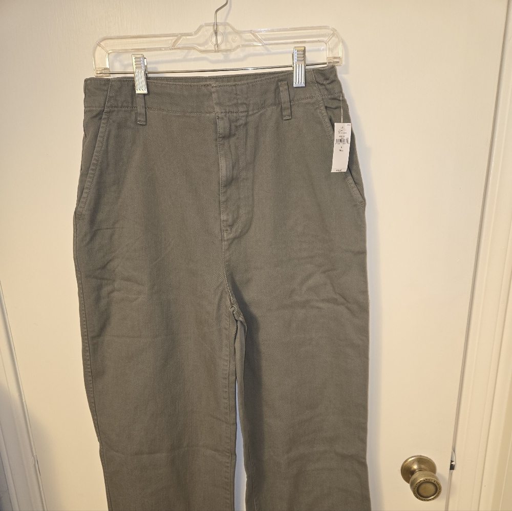 Gap Loose Khaki Pants Women's 6 Tall Olive Green High Rise Straight Leg Pants - Picture 2 of 10